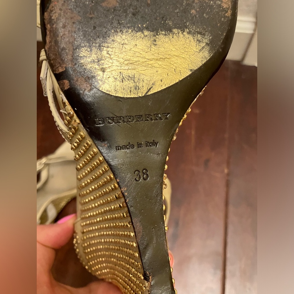 Burberry Nude Gold Rhinestone wedge heels shoes - Picture 9 of 11